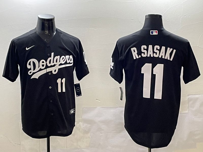 Men Los Angeles Dodgers #11 R.Sasaki Black Game 2025 Nike MLB Jersey style 5